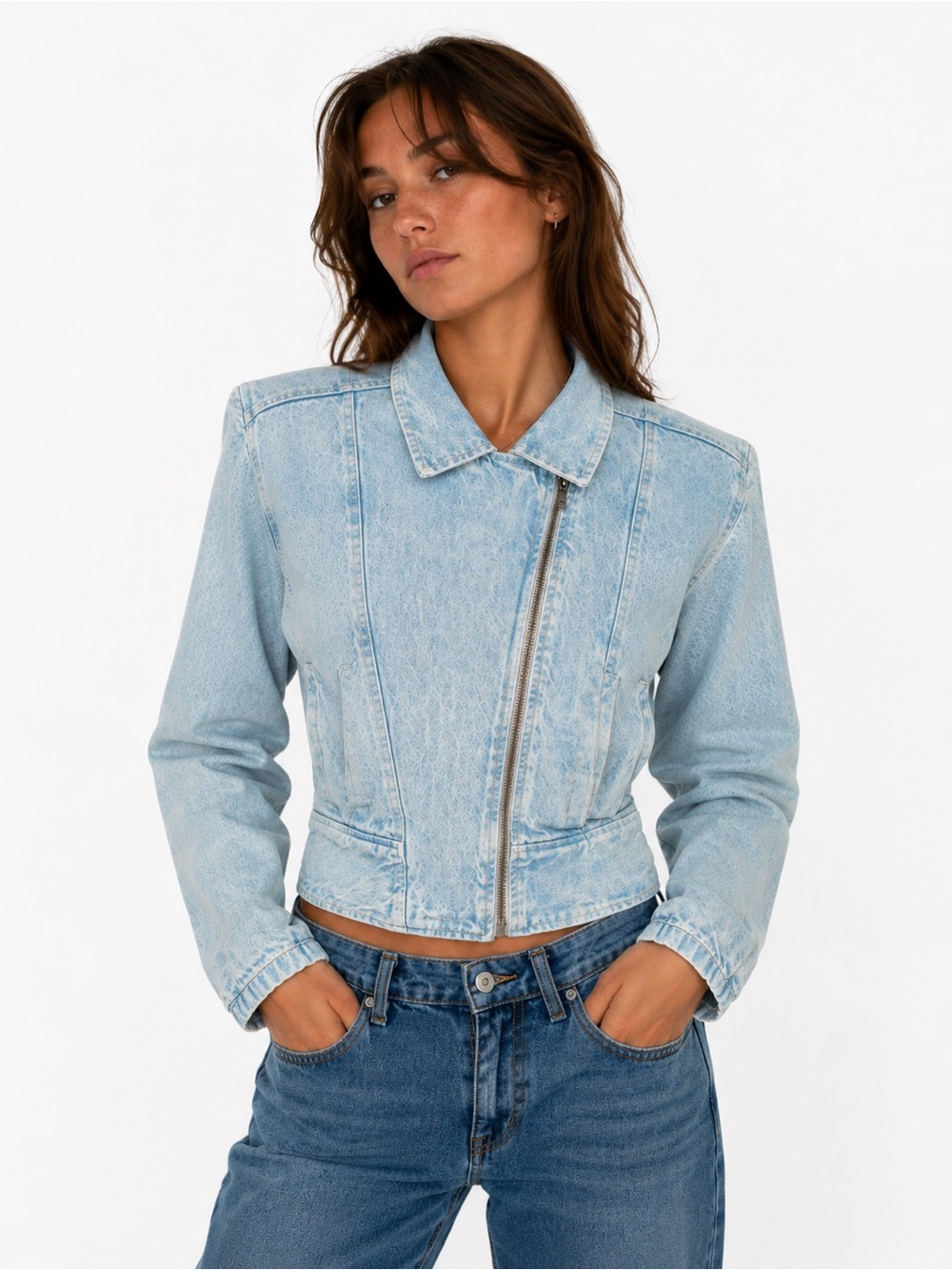 Vintage Paris blues denim jacket size small zipper pockets 80s 90s 100% cotton
